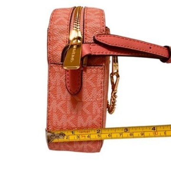 MICHAEL KORS Jet Set East West Large Logo Crossbody Bag Chain Grapefruit Pink - Picture 6 of 14